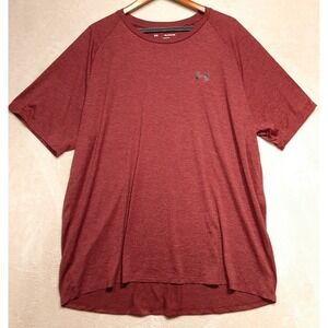 Under Armour Mens Athletic Tech Tee Sz.3XL-Loose Burgundy/Black Logo/Heat Gear
